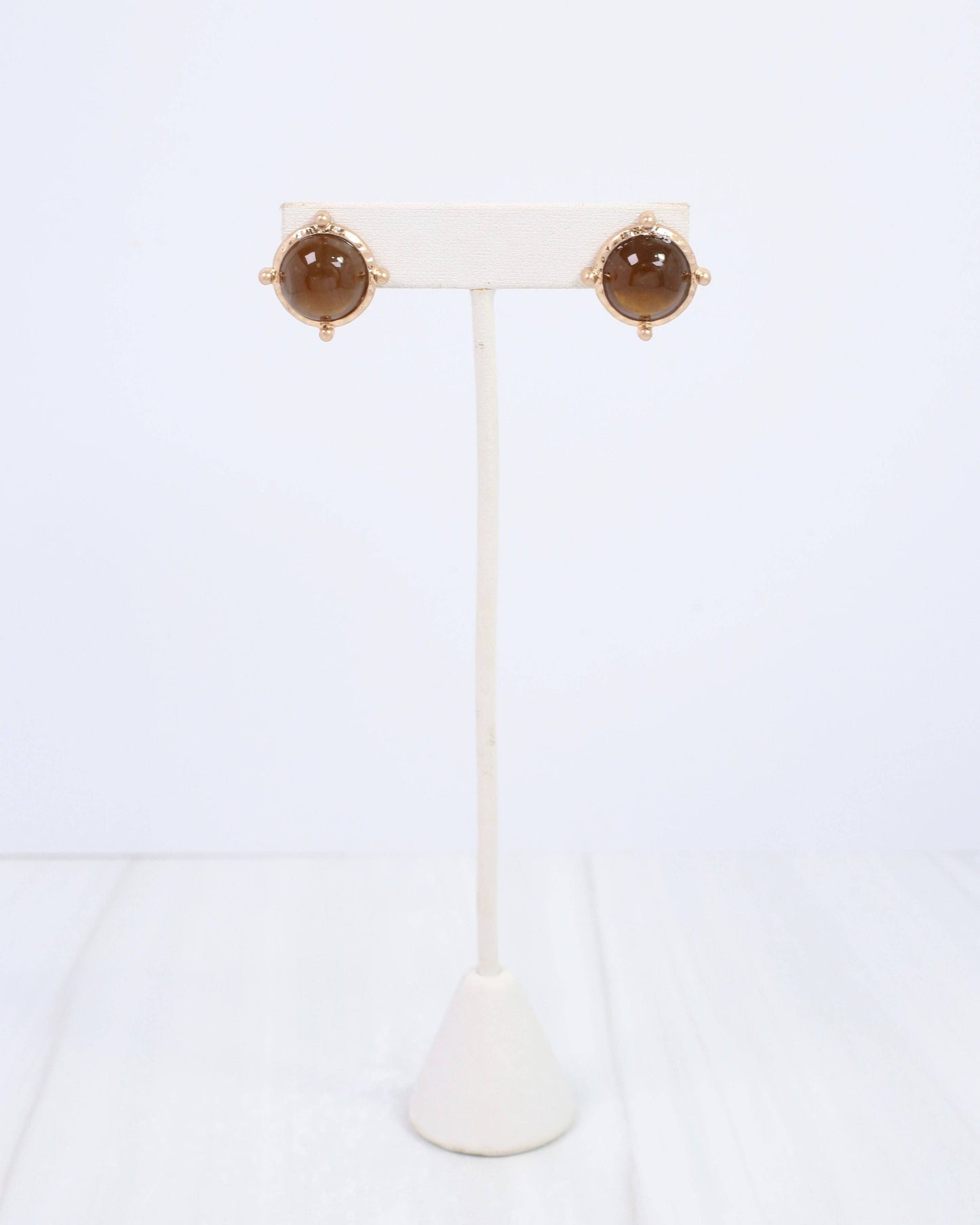 Florissant Round Post Earring Brown