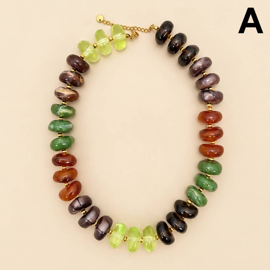 MULTI IRREGULAR BEADED NECKLACE