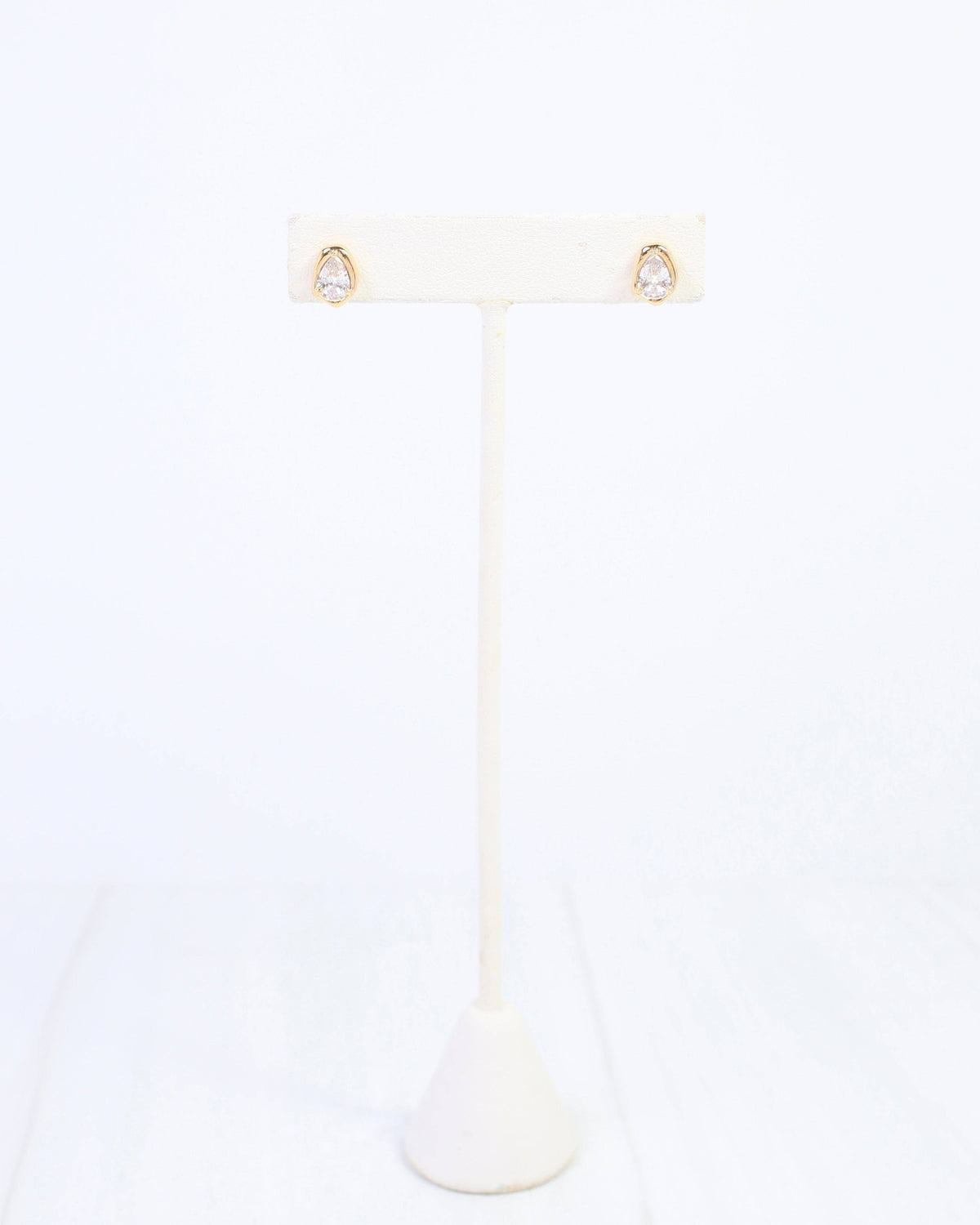 Mackenzie Tear Drop CZ Stud Earring WR Gold