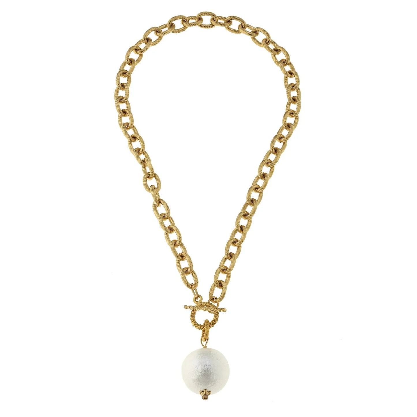 Cotton Pearl Gold Toggle Necklace - Susan Shaw