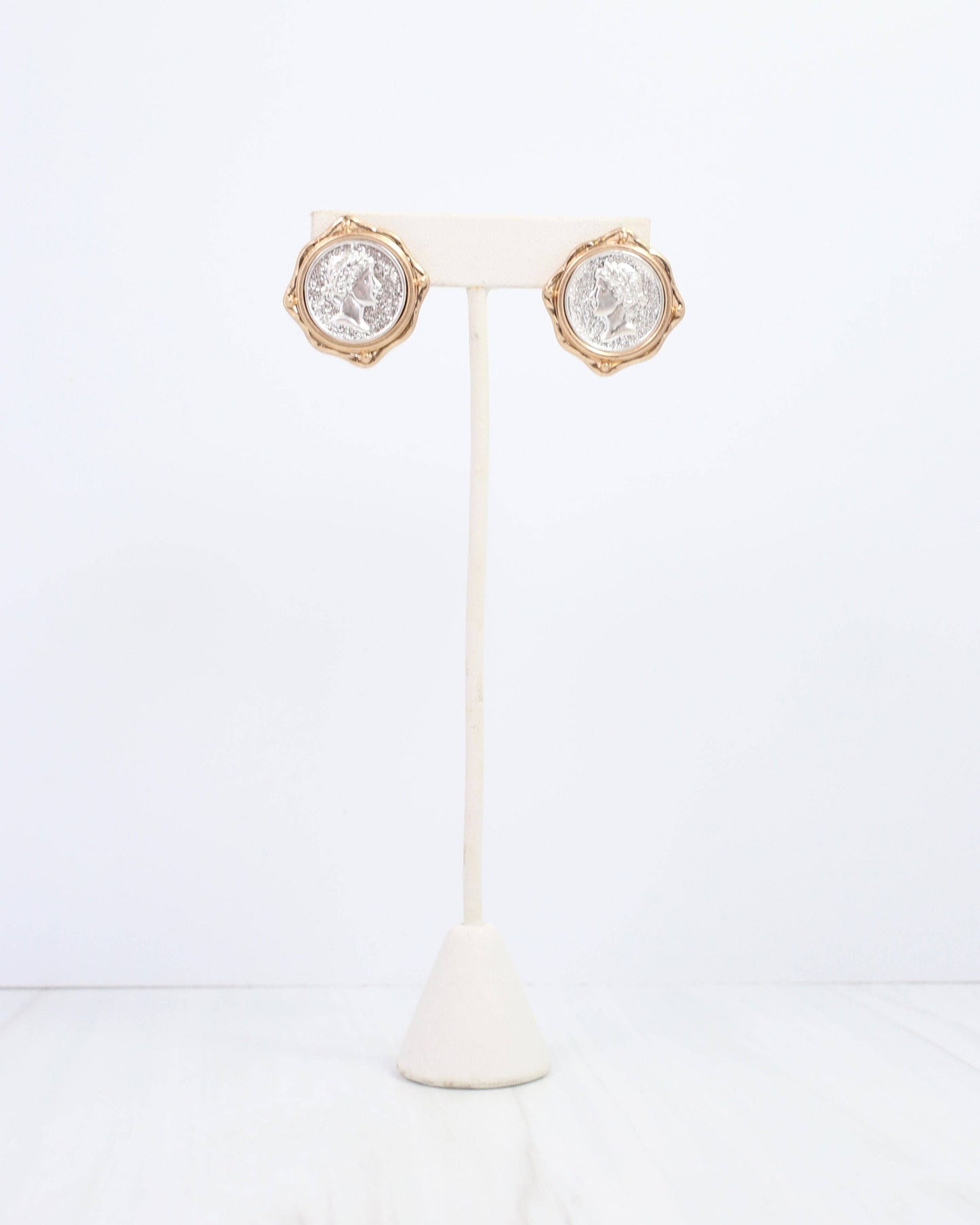 Coffs Harbour Coin Earring Worn Gold