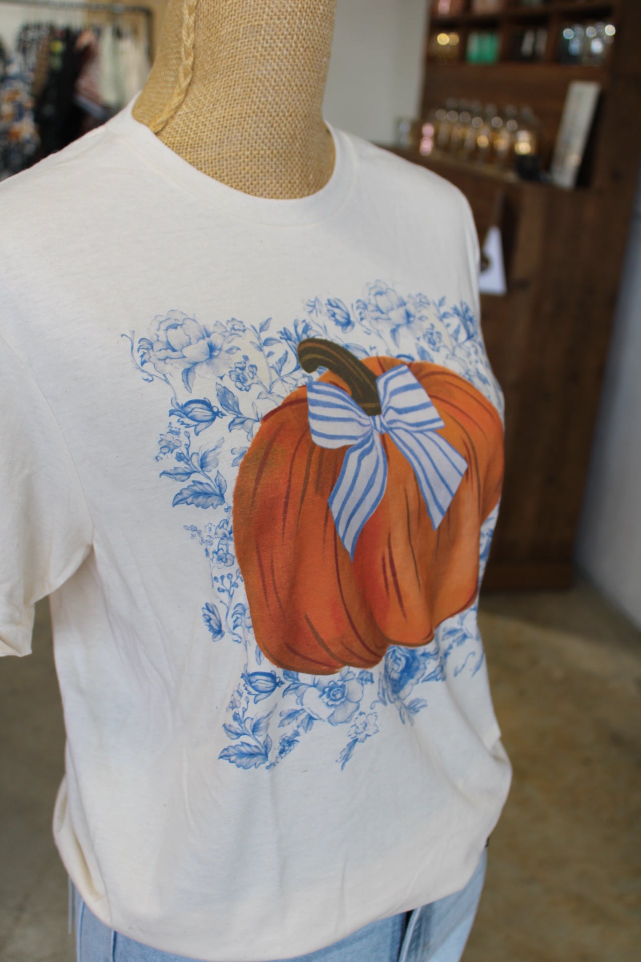 Blue Floral Pumpkin Tee