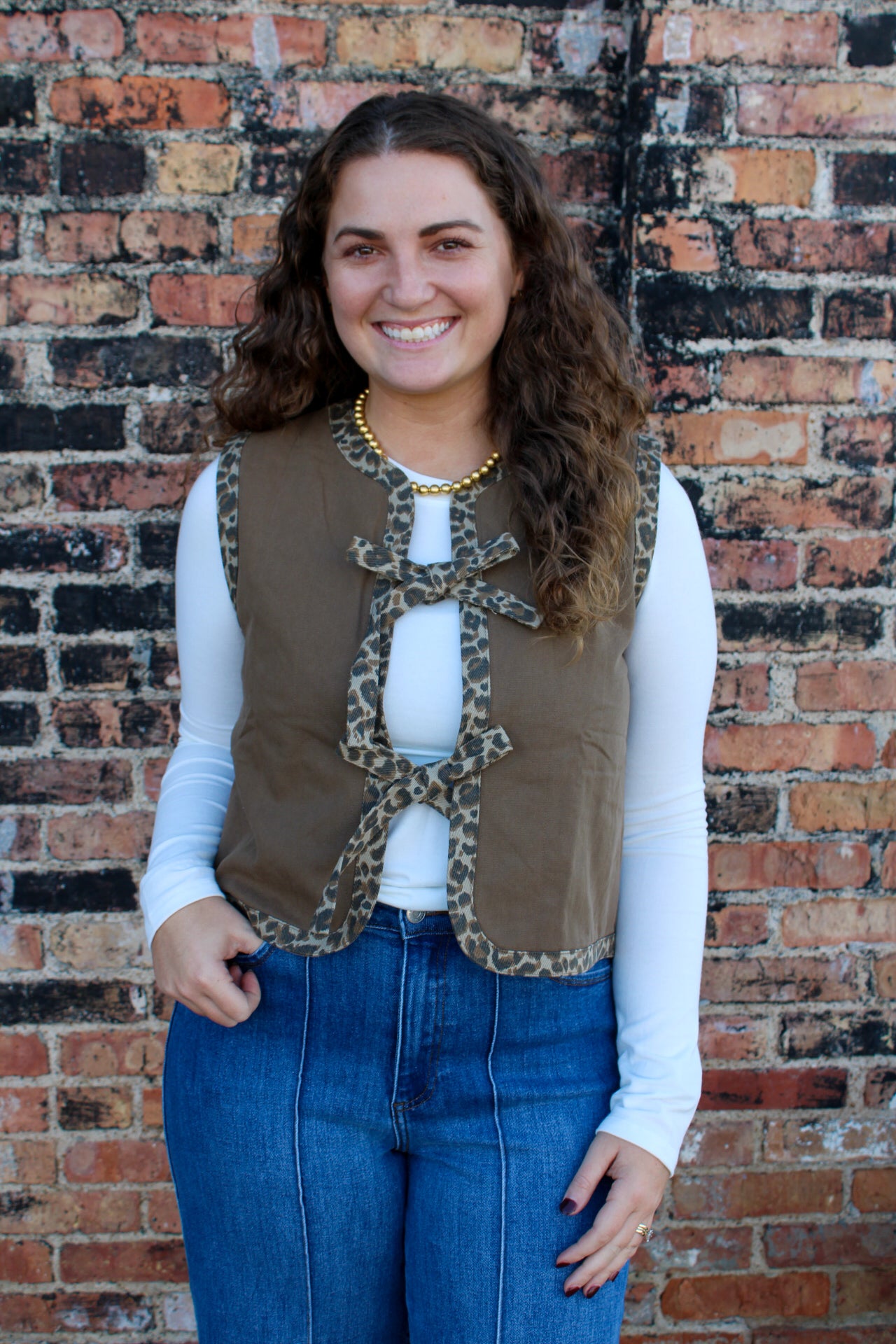 Leopard Trim Vest