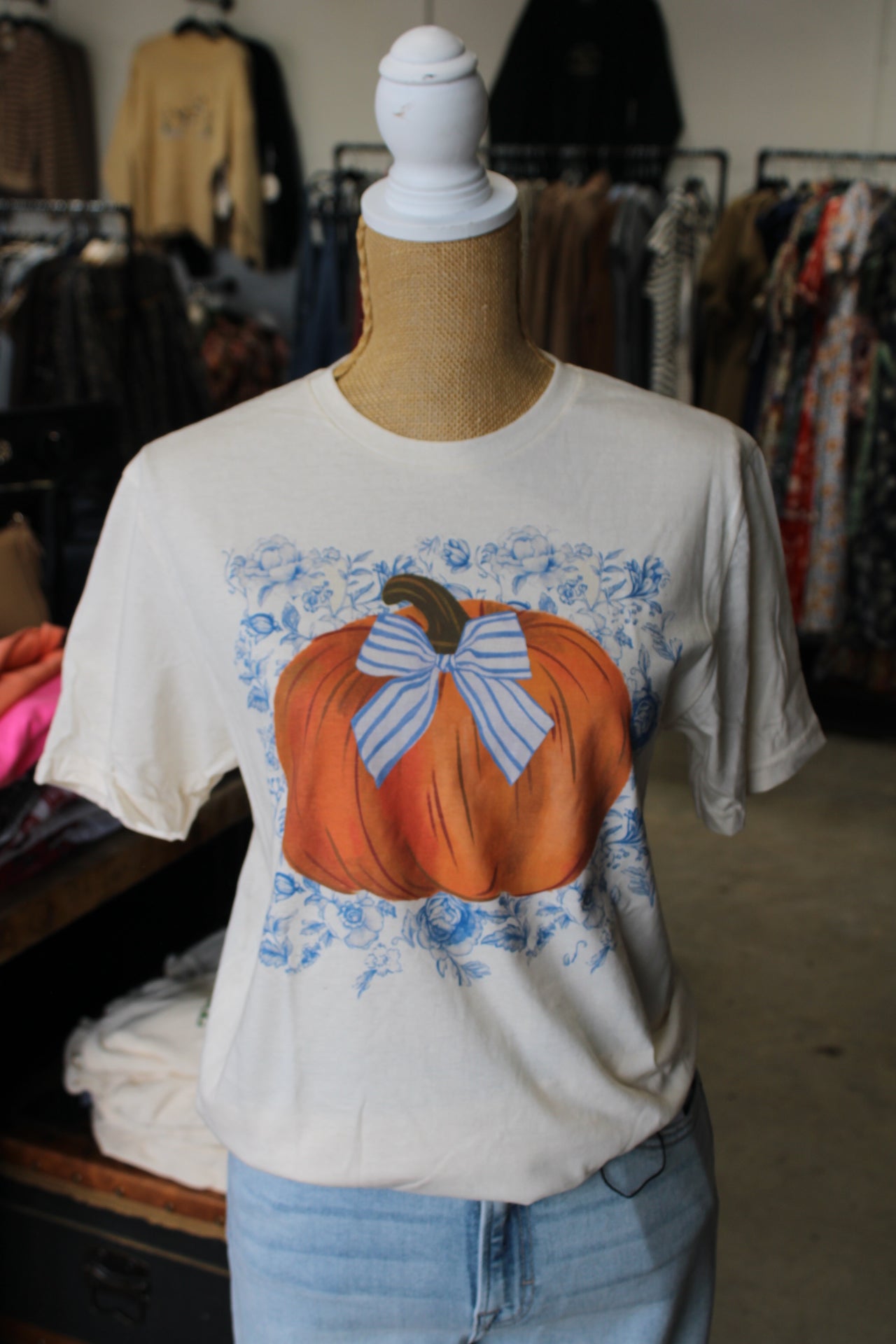 Blue Floral Pumpkin Tee