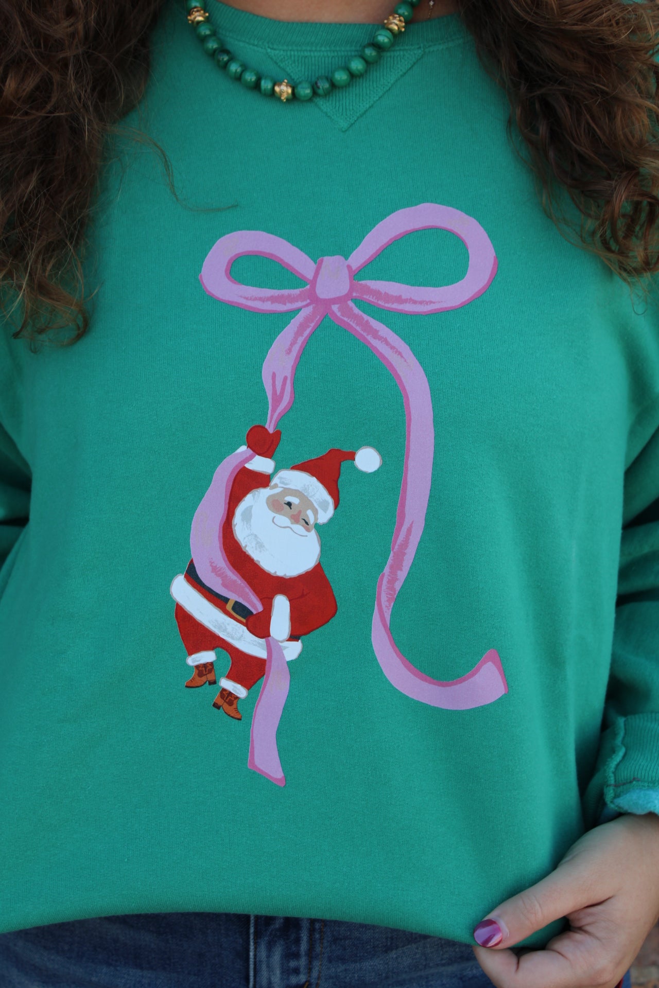 Bow Hanging Santa Sweatshirt