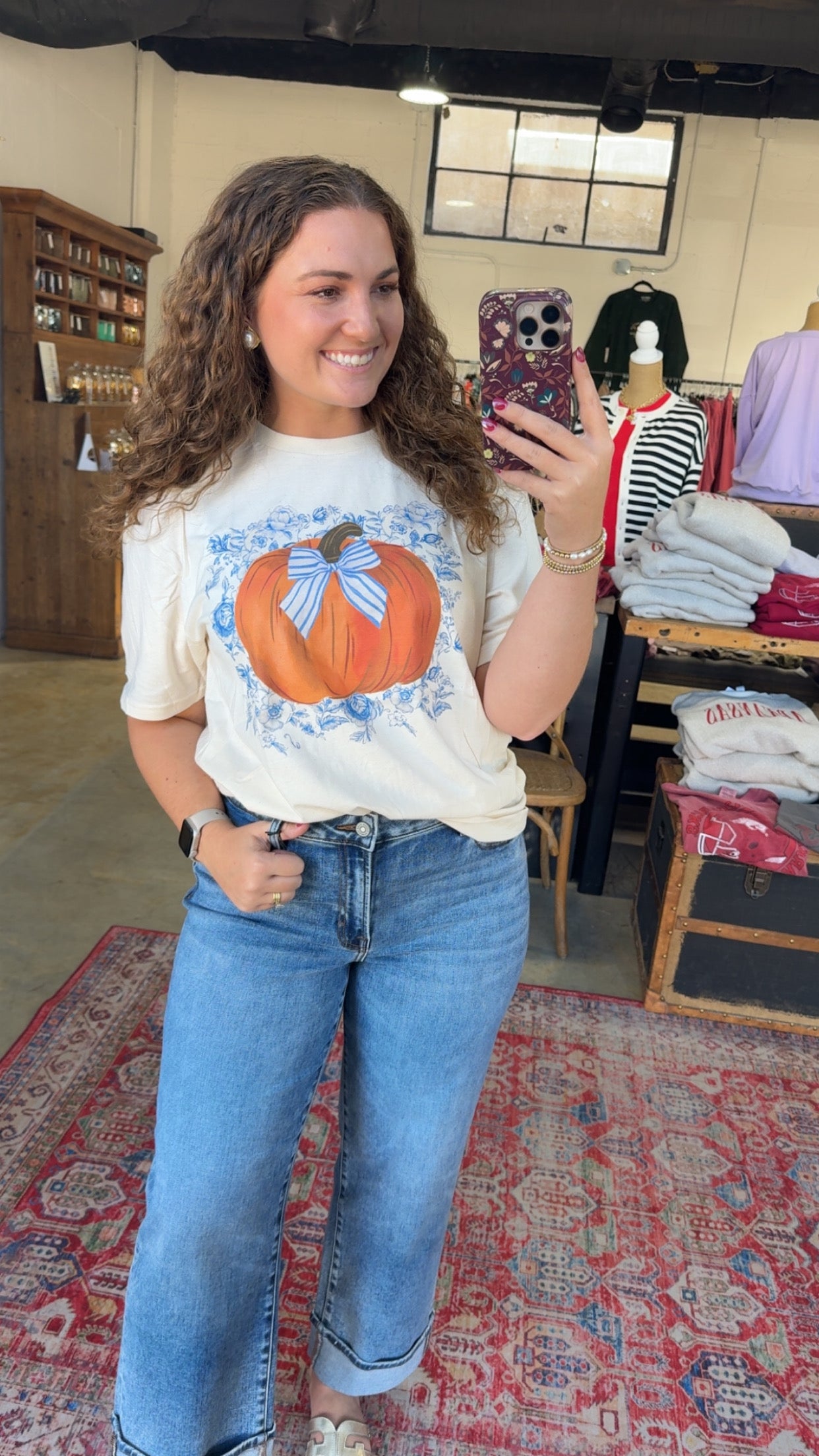 Blue Floral Pumpkin Tee