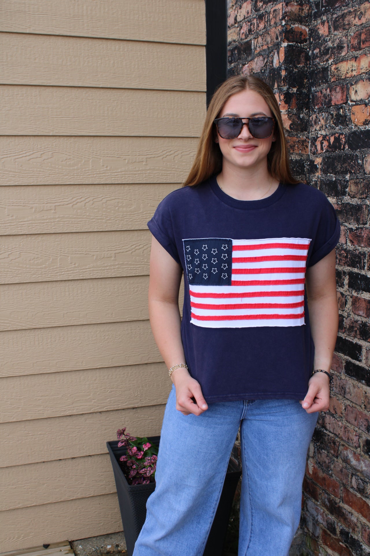 Navy Flag Top