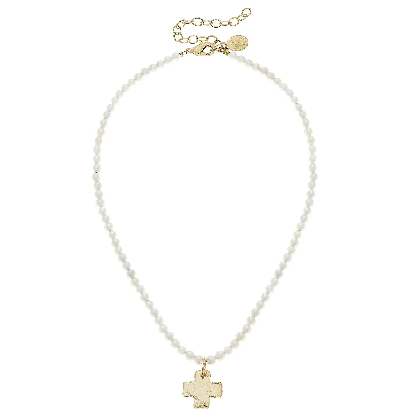 Gold Cross On Freshwater Pearl Necklace - Susan Shaw