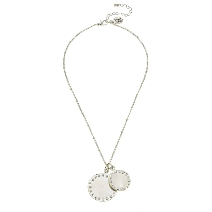 Silver Double Coin Dot Necklace - Susan Shaw
