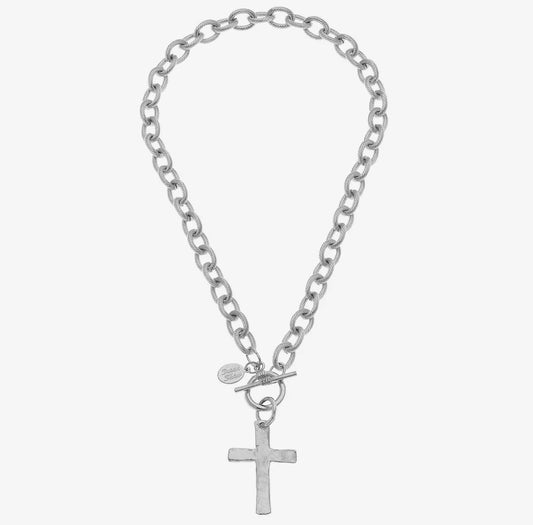 Classic Cross Silver Toggle Necklace - Susan Shaw