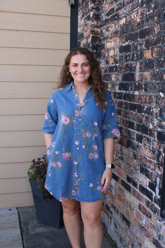 Floral Denim Dress