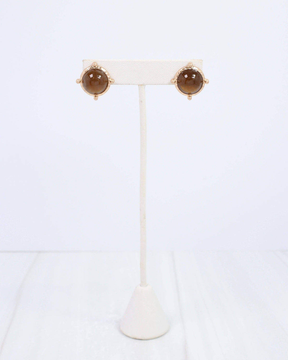 Florissant Round Post Earring Brown