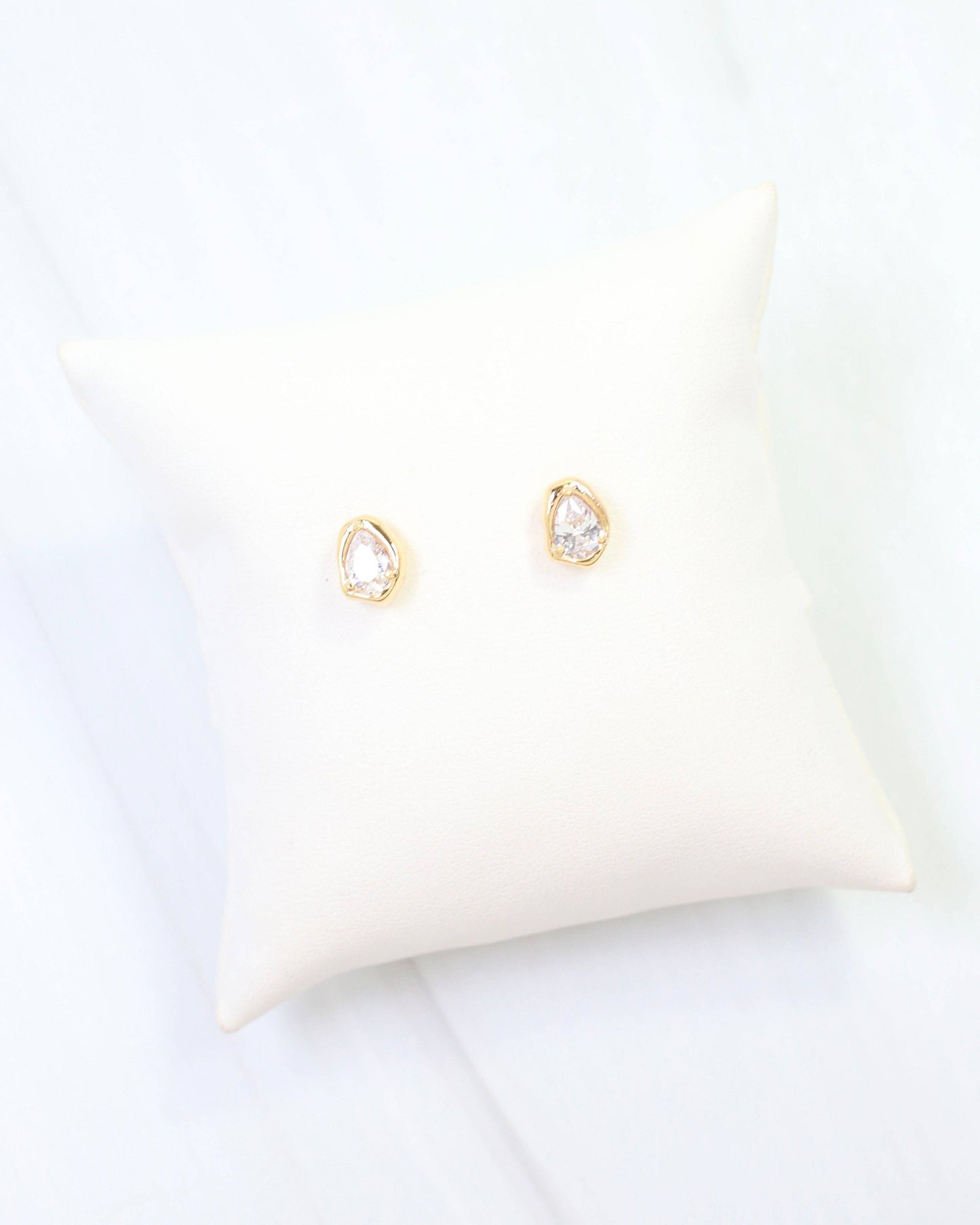 Mackenzie Tear Drop CZ Stud Earring WR Gold