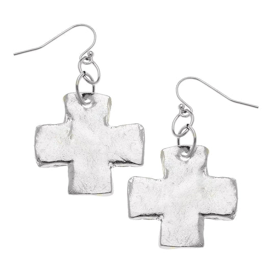 Silver Cross Earrings - Susan Shaw