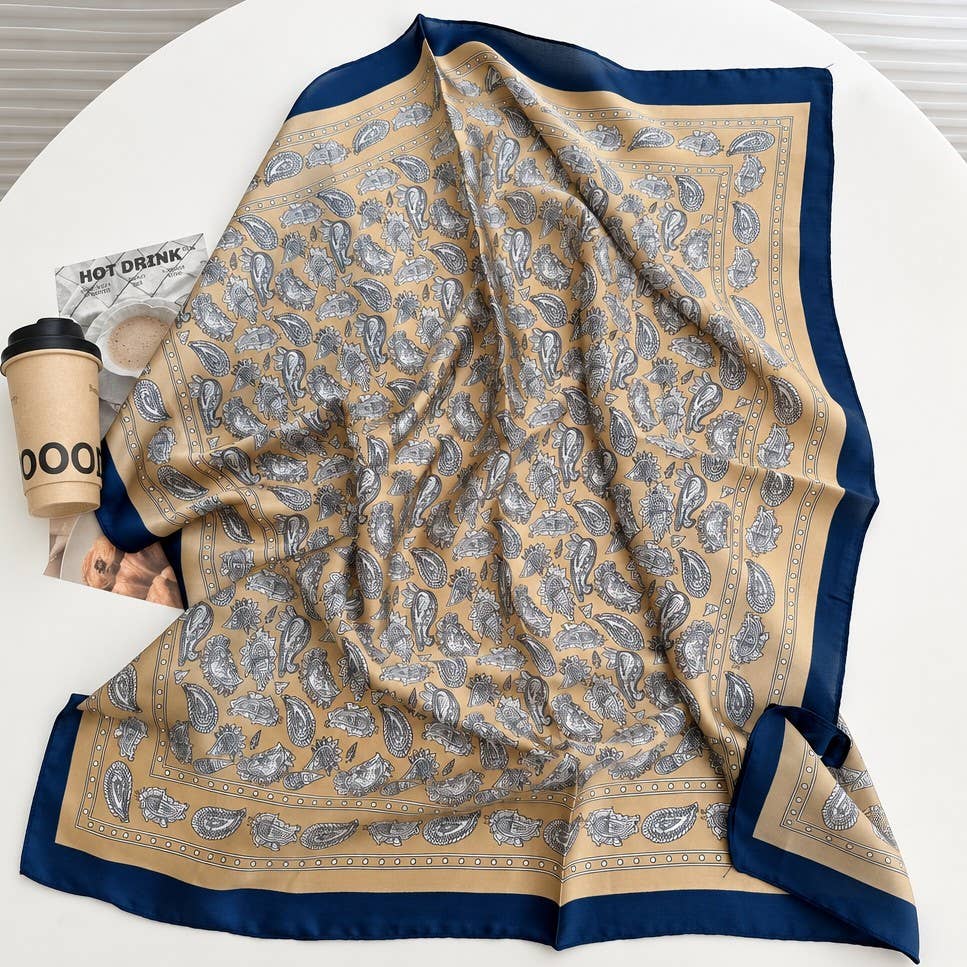Oversized Paisley Border Print Square Scarf