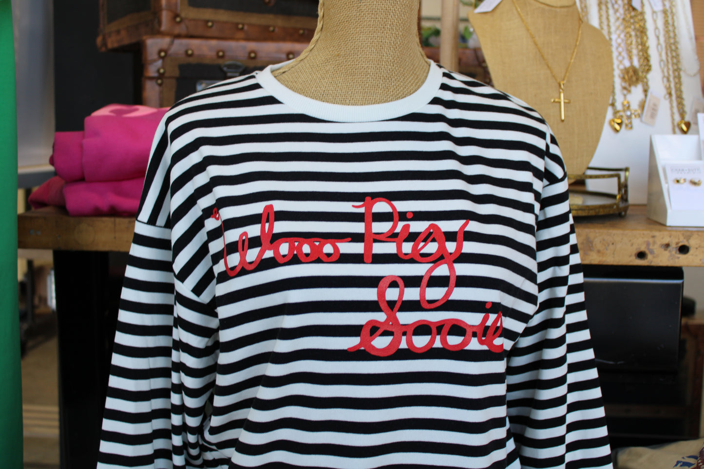 Woo Pig Sooie Black Striped Sweatshirt