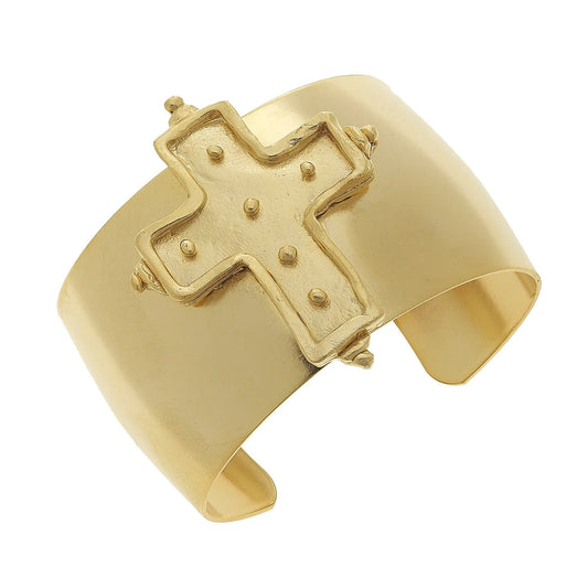 Gold Cross Cuff Bracelet - Susan Shaw