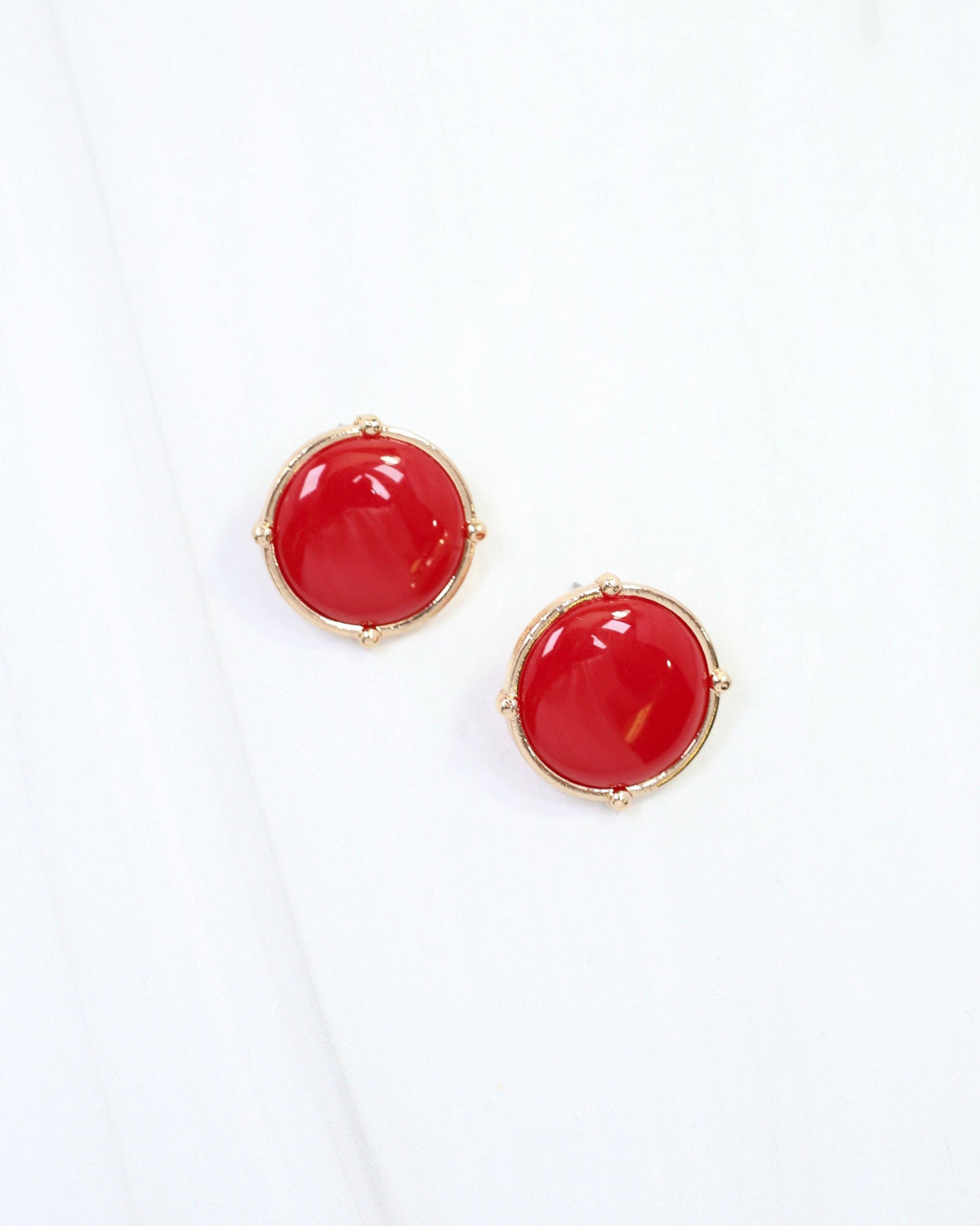 Florissant Round Post Earring Red