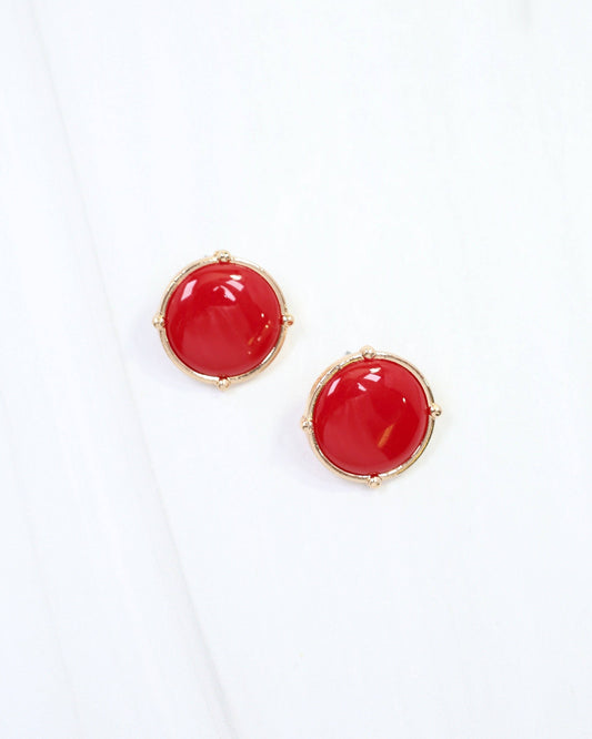 Florissant Round Post Earring Red