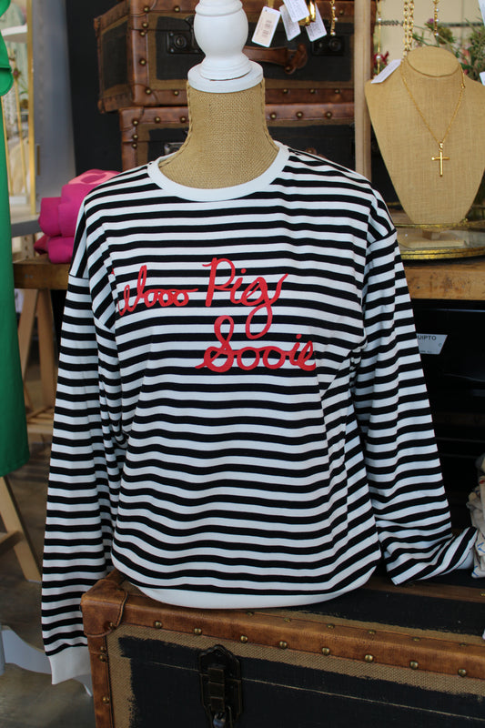 Woo Pig Sooie Black Striped Sweatshirt