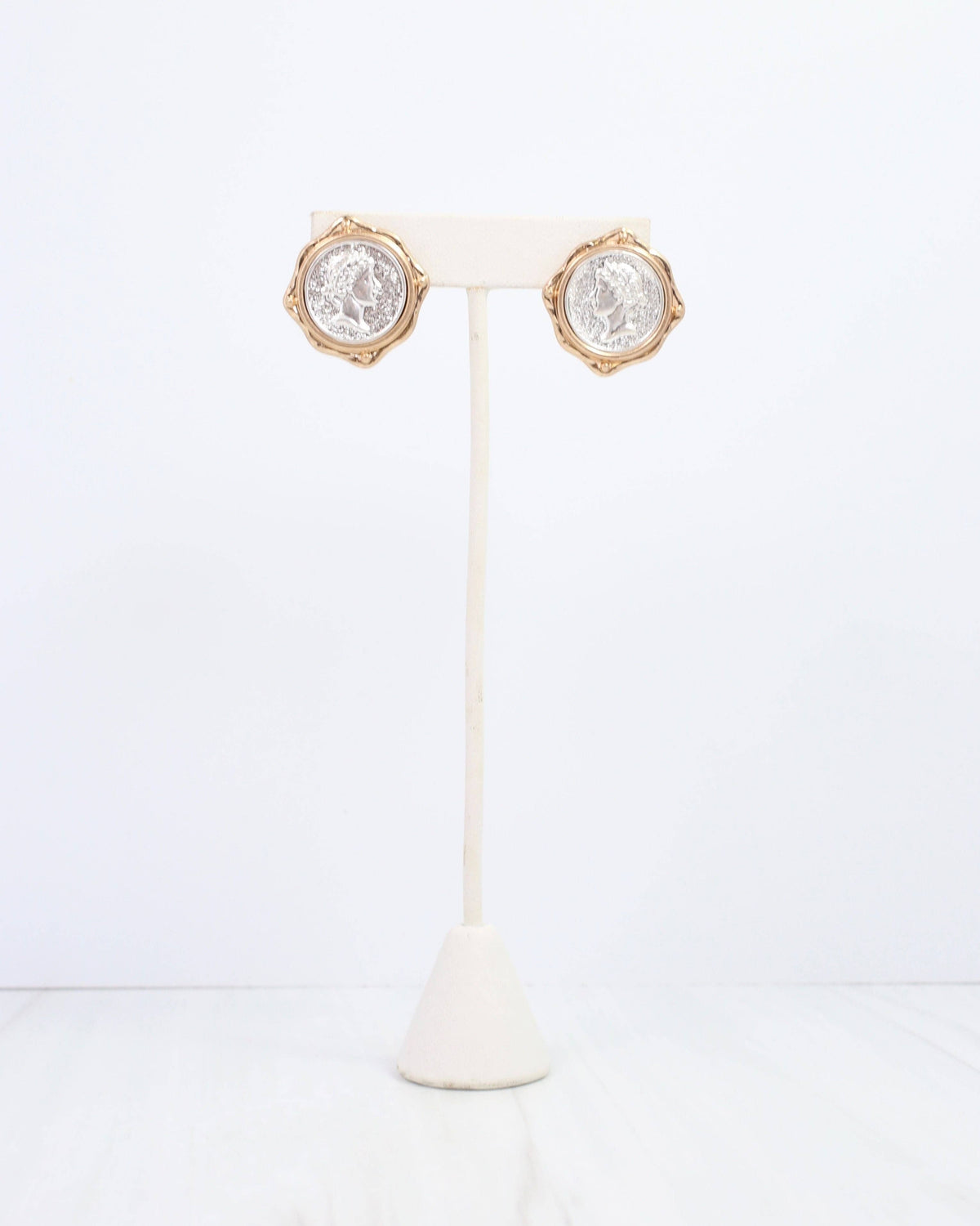 Coffs Harbour Coin Earring Worn Gold
