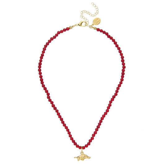 Mini Wild Boar on Red Alys Necklace - Susan Shaw