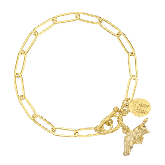 Gold Hog Toggle Paperclip Bracelet - Susan Shaw