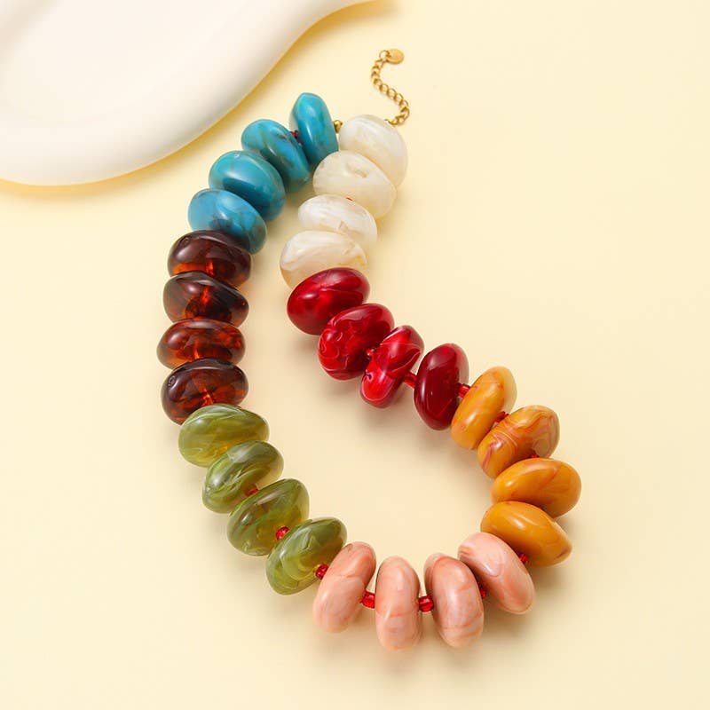 CHUNKY RESIN BEADED NECKLACE