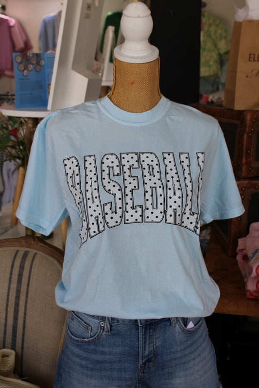 Baseball Polka Dot Tee - Chambray