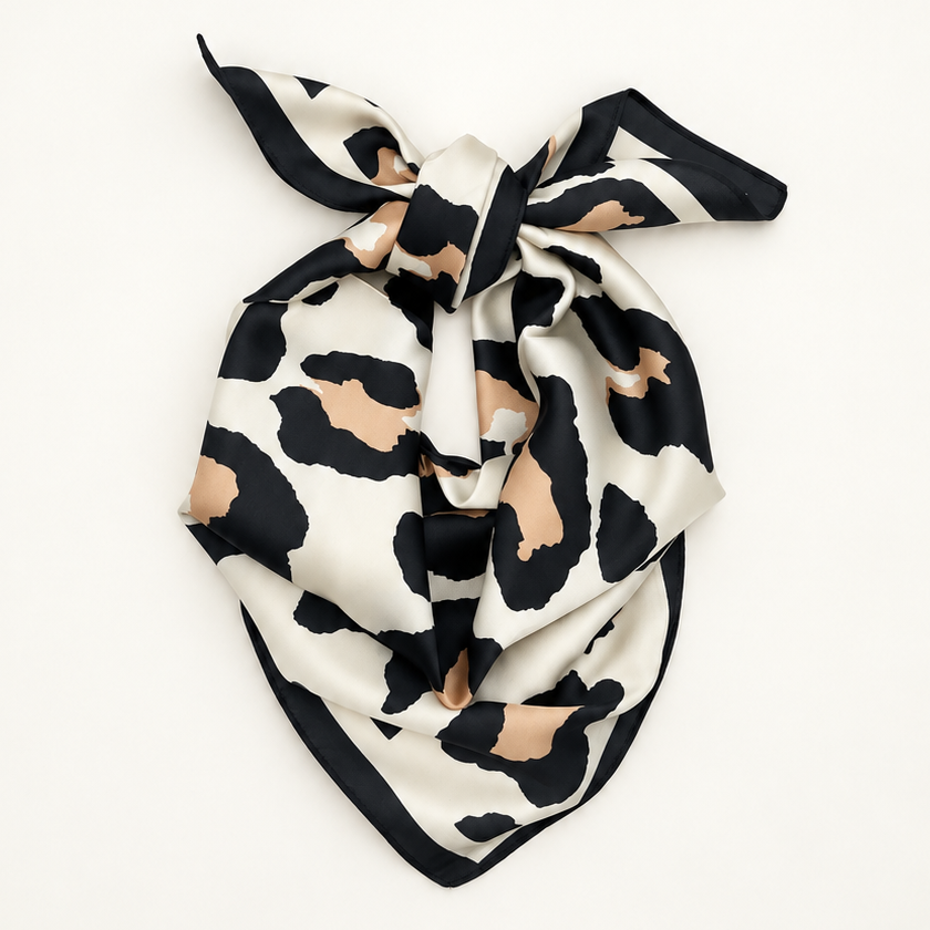 LARGE LEOPARD ANIMAL PRINT BANDANA SCARF