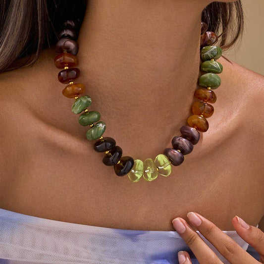 MULTI IRREGULAR BEADED NECKLACE