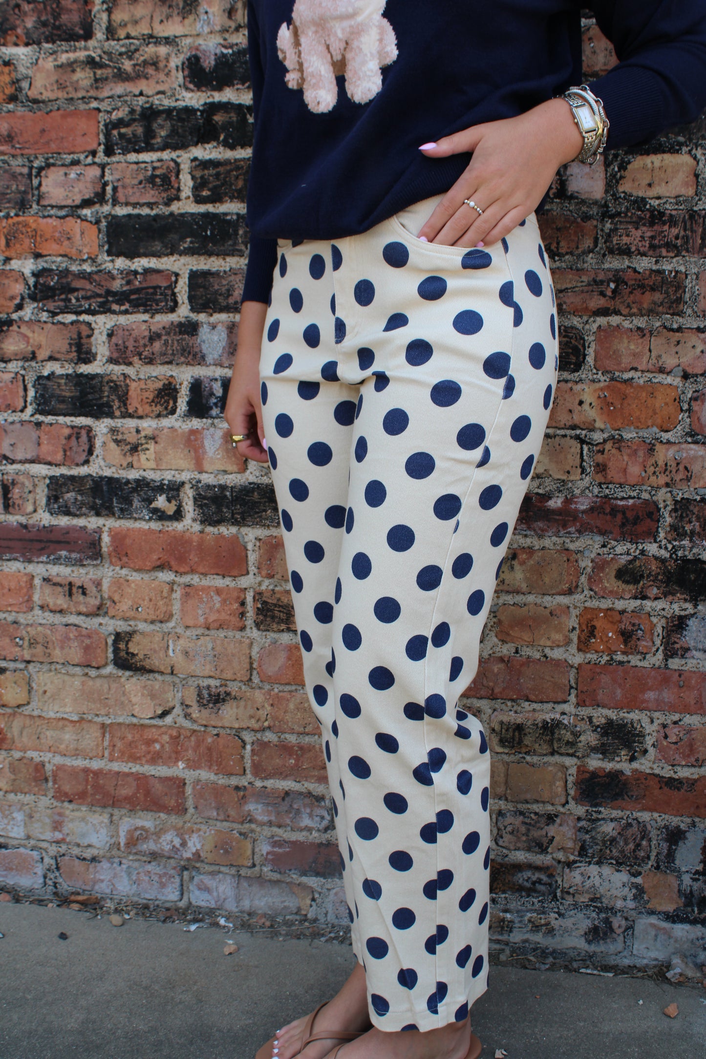 Navy Polka Dot Jeans
