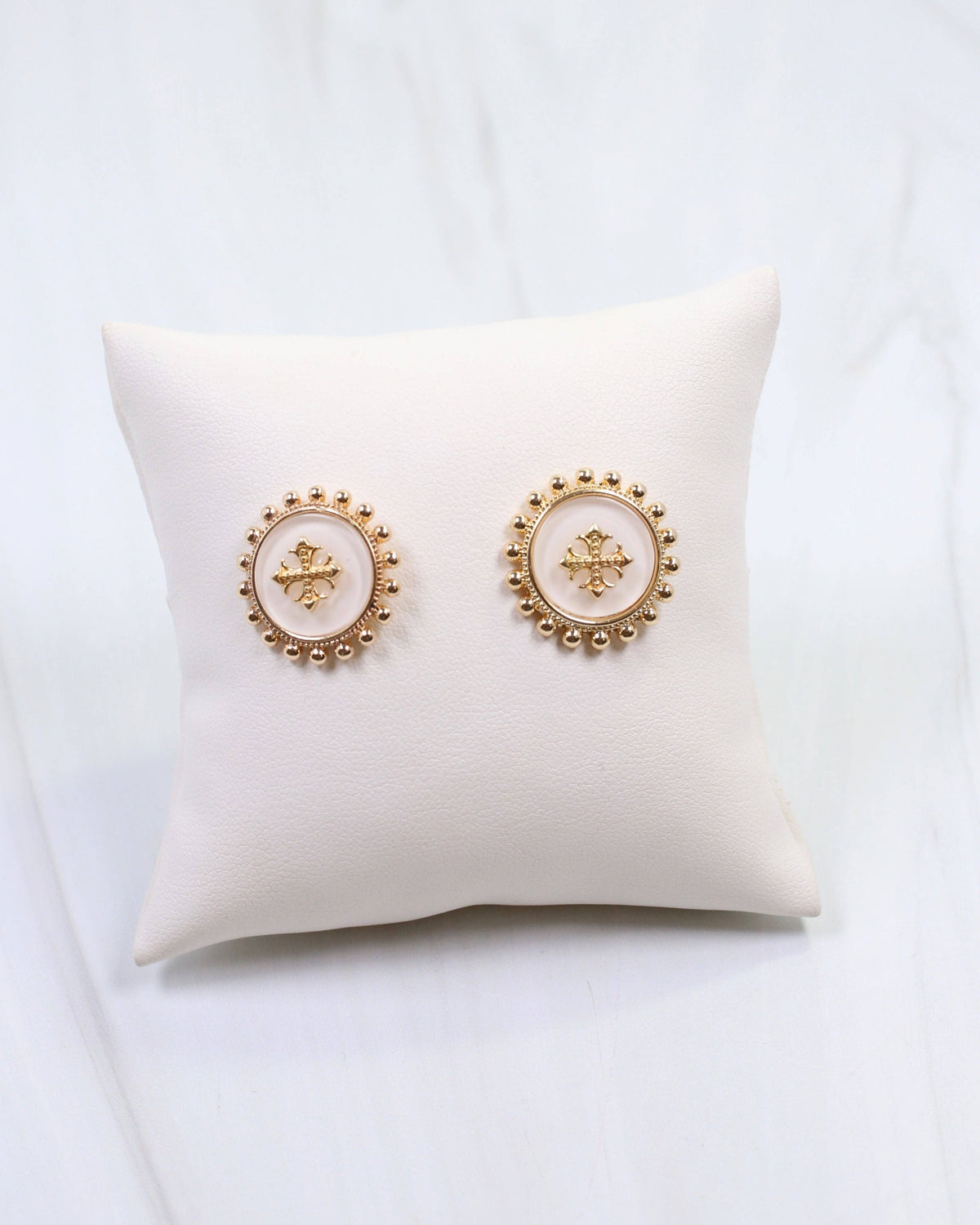 Kempsey Coin Stud Earring White