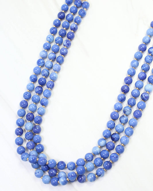 Brinley Beaded Layered Necklace Blue