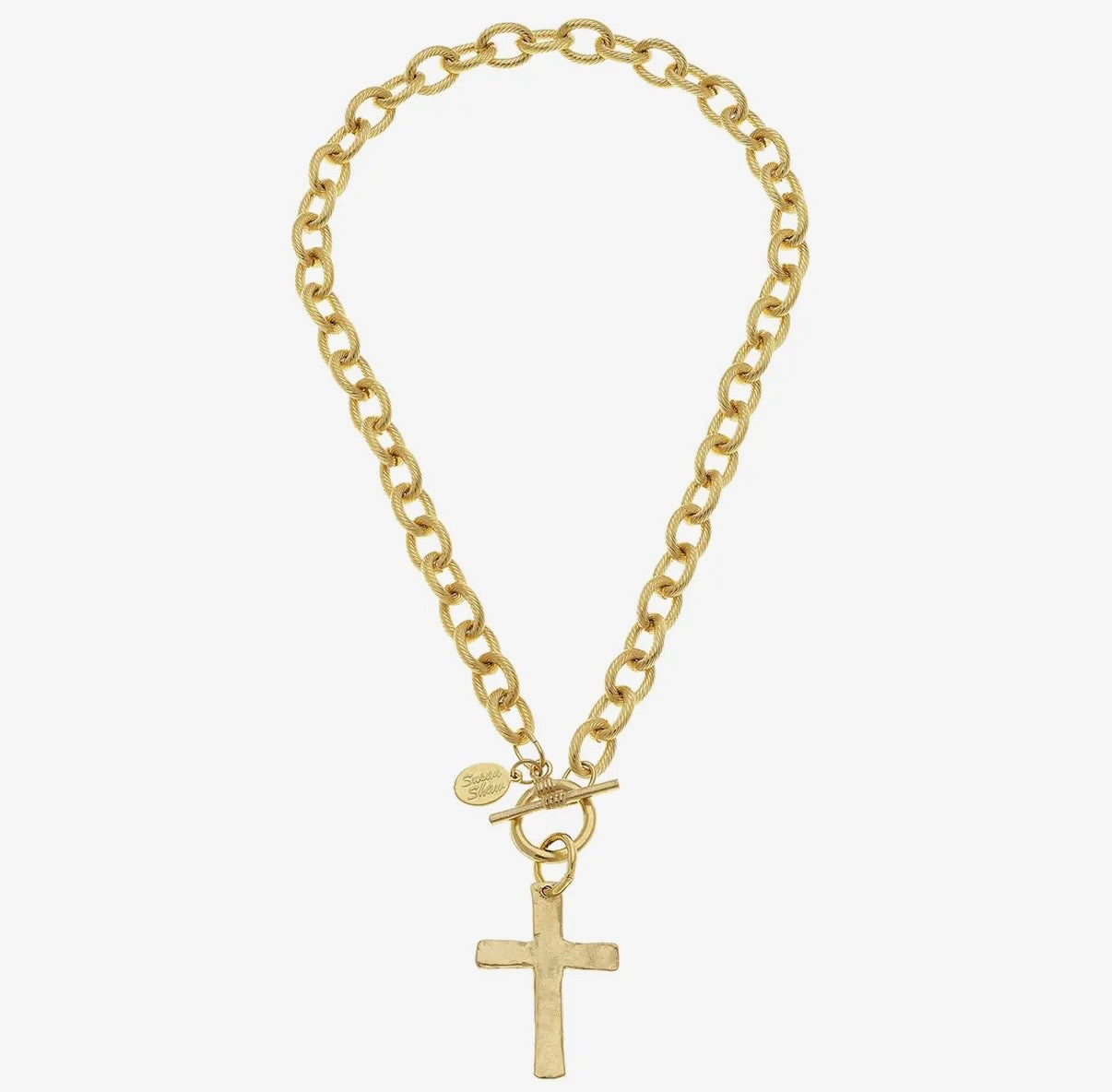 Classic Cross Gold Toggle Necklace -Susan Shaw
