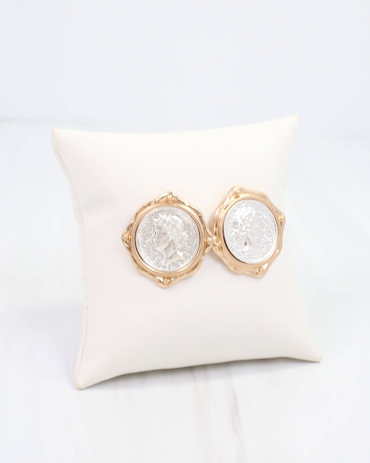 Coffs Harbour Coin Earring Worn Gold