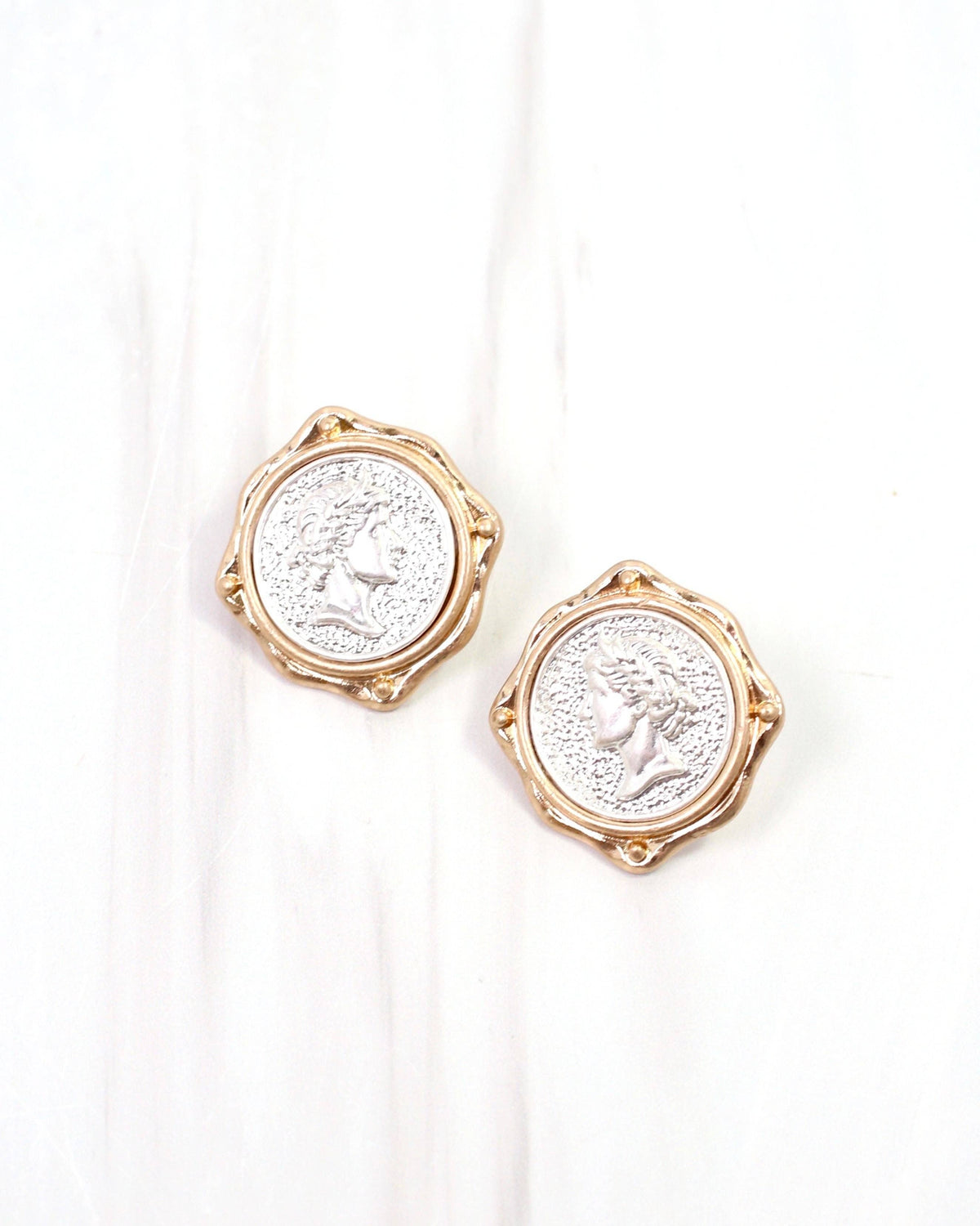 Coffs Harbour Coin Earring Worn Gold