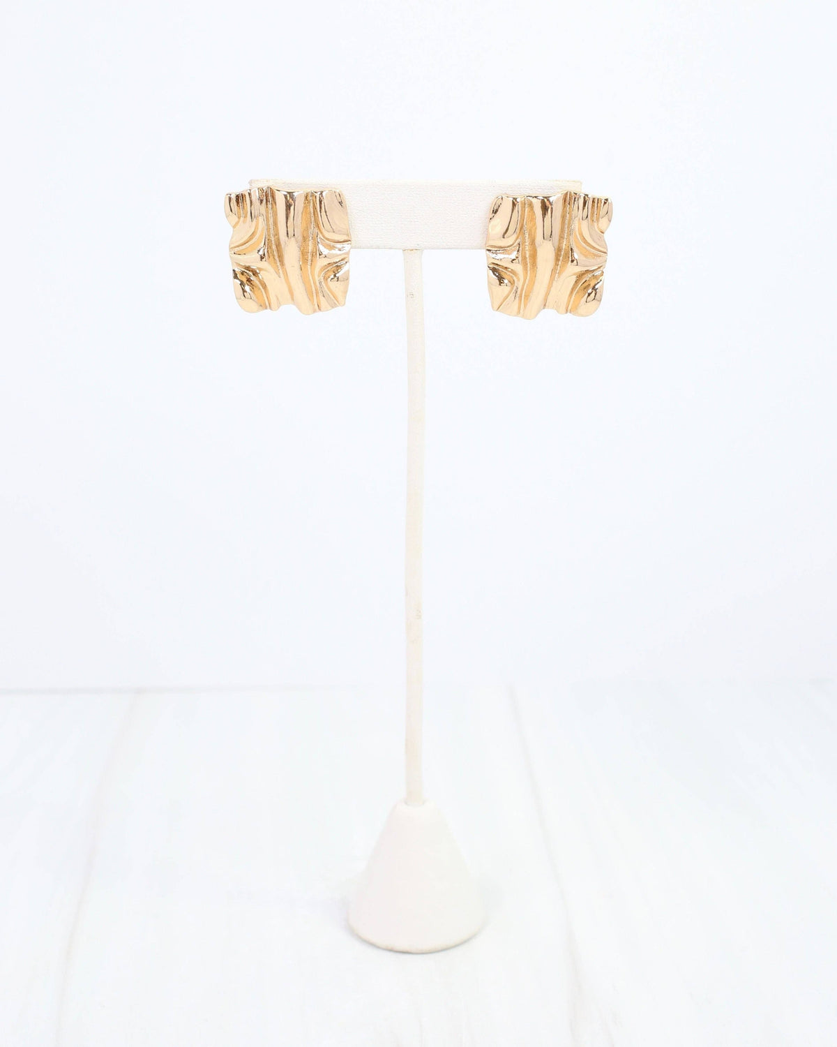 Claremore Textured Square Post Earring Gold