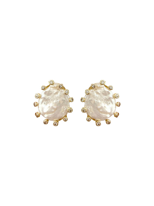 Monet Clear Pearl Stud Earring