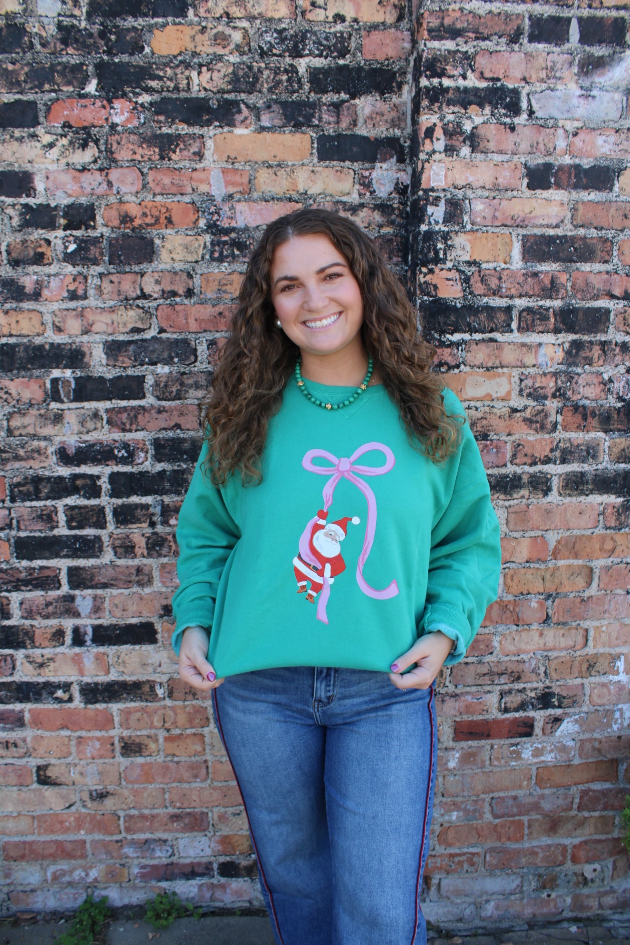 Bow Hanging Santa Sweatshirt