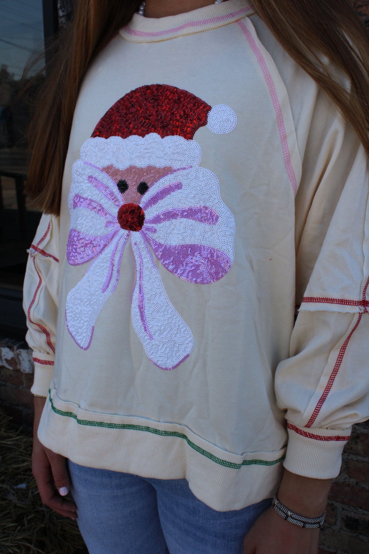 Santa Bow Sweatshirt