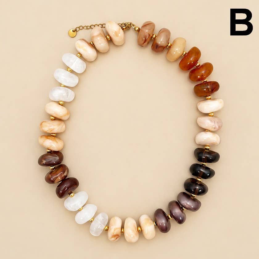 MULTI IRREGULAR BEADED NECKLACE