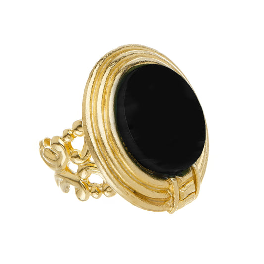 Roma Ring Adjustable - Black Onyx - Susan Shaw