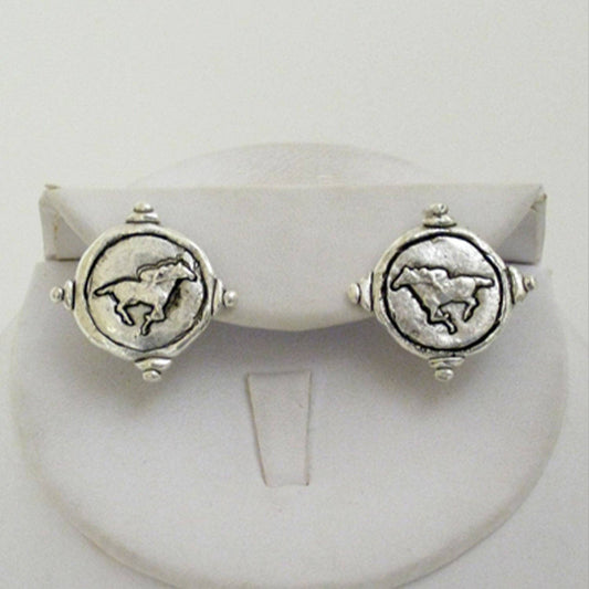 Silver Mustang Intaglio Studs - Susan Shaw