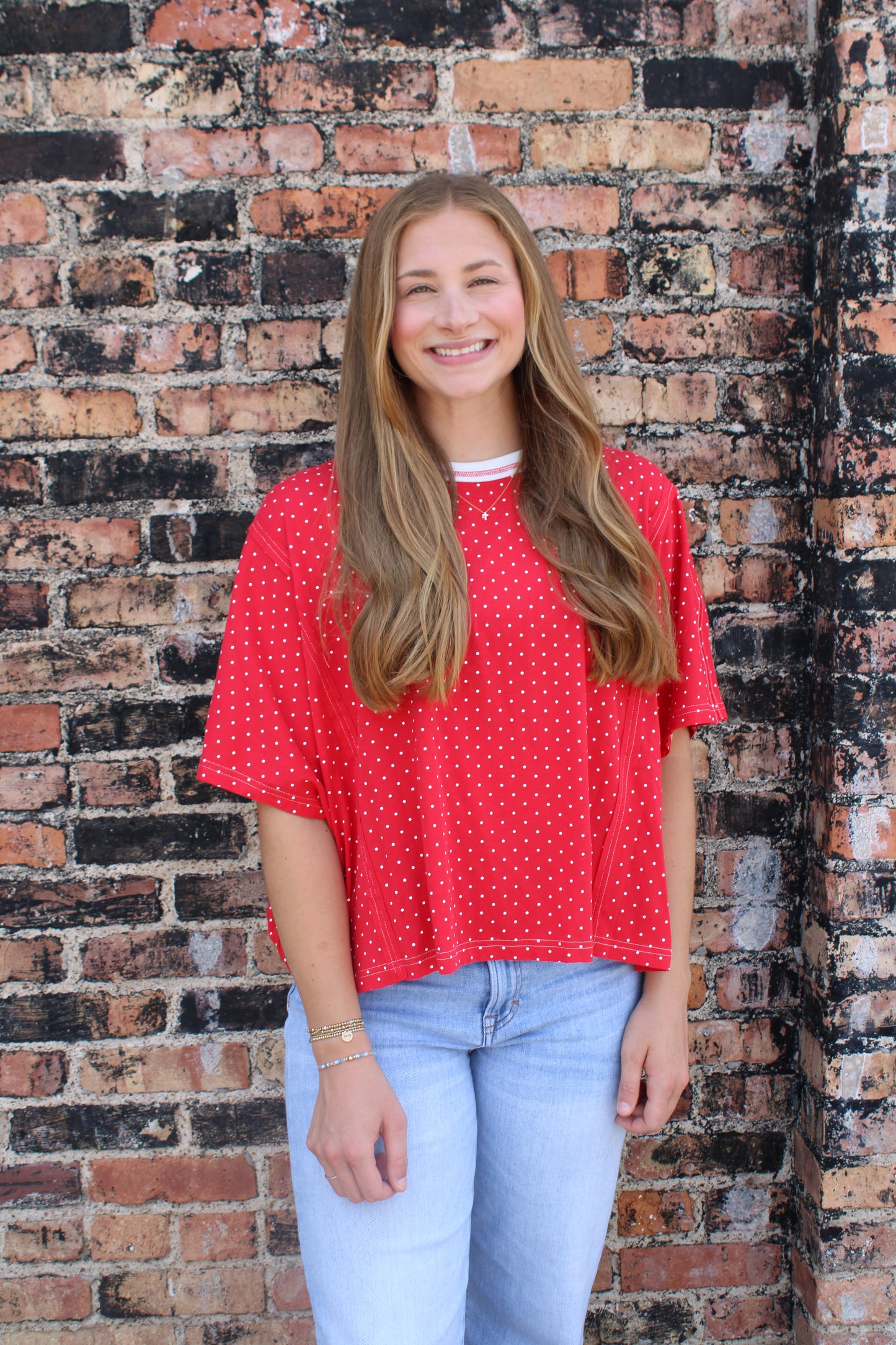 Oversized Red Polka Dot Tee