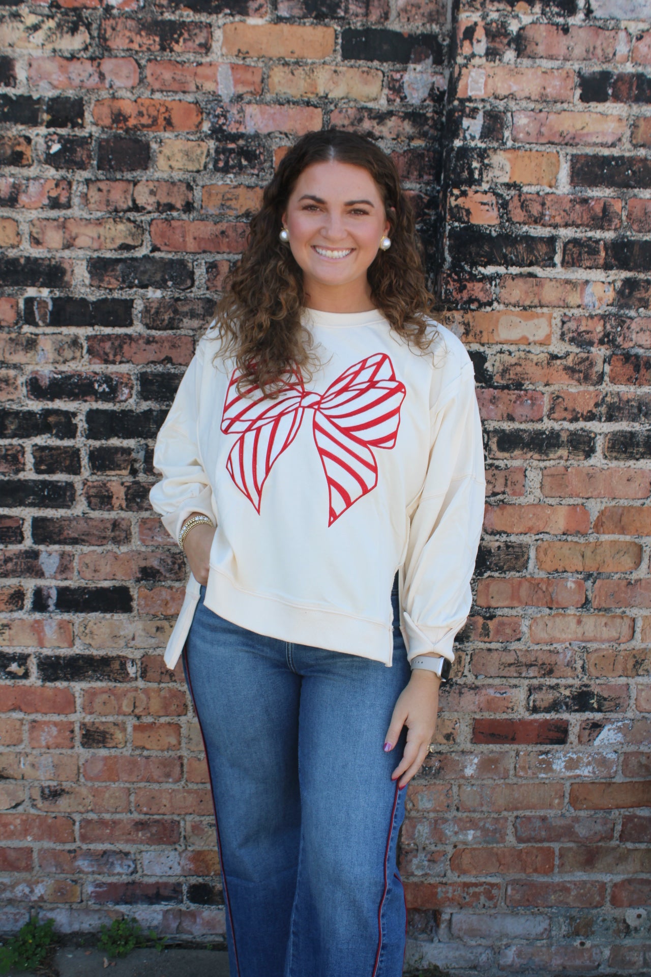 Velvet Bow Sweatshirt