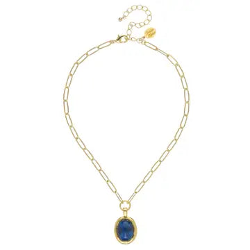 Blue Lapis Cabochon Paperclip Necklace - Susan Shaw