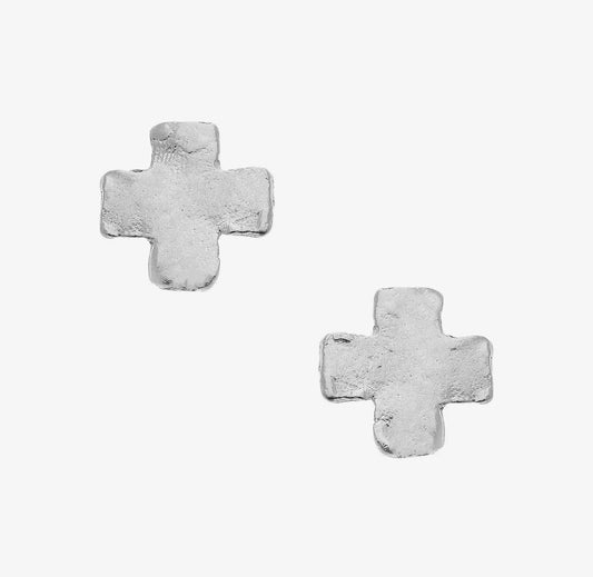 Mini Silver Cross Earrings - Susan Shaw