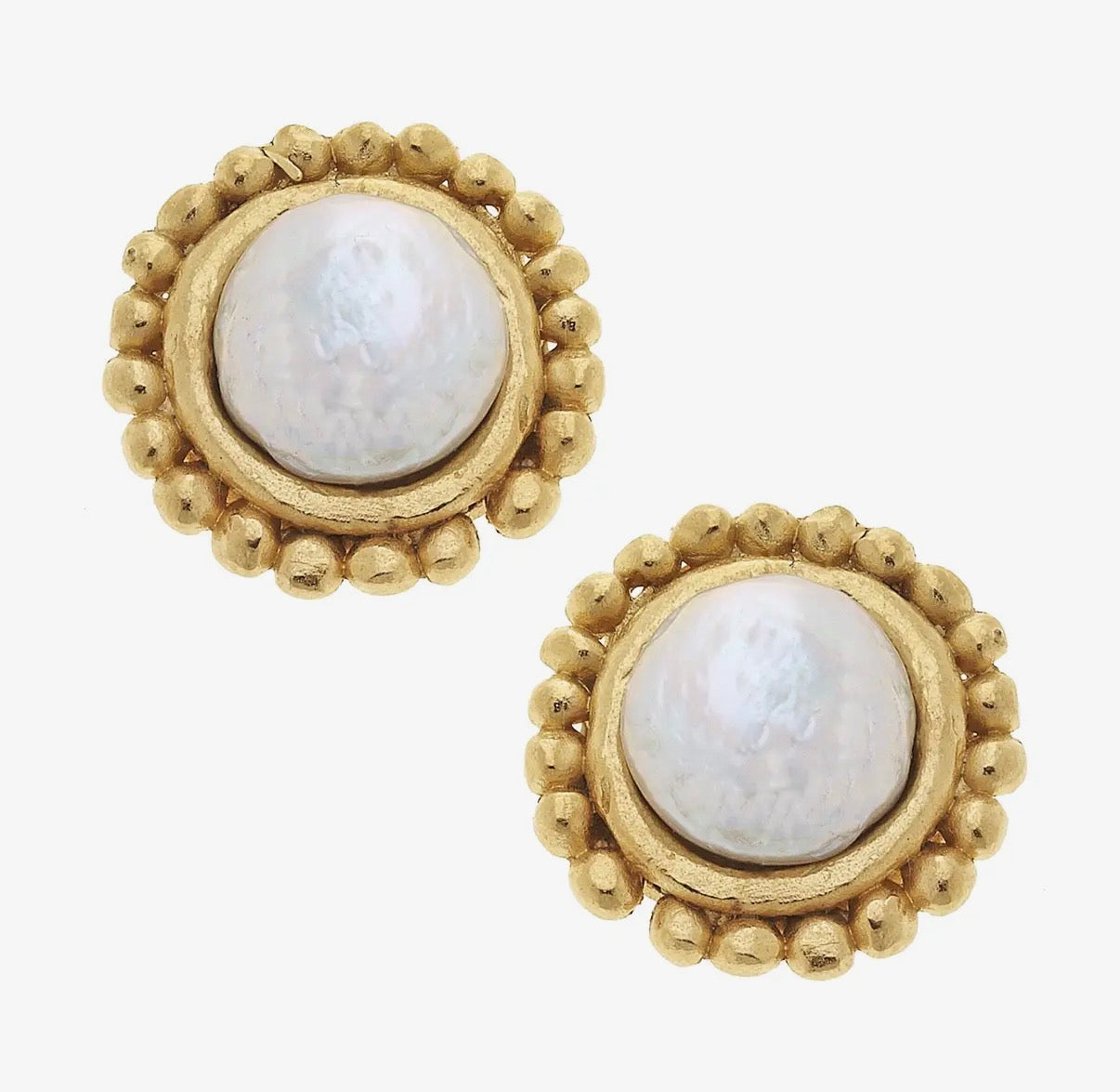 Gold with Coin Pearl Earrings - Susan Shaw