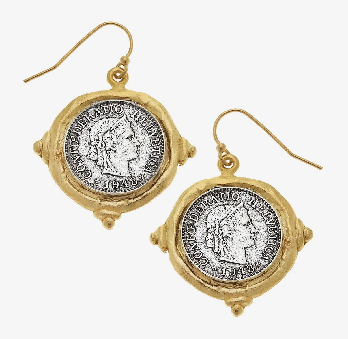 Gold/Silver Coin Wire Earrings - Susan Shaw